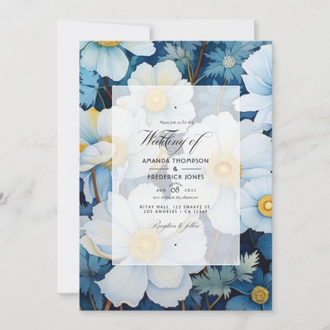 Invitation Mariage floral blanc (Devant)