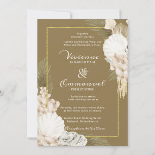 Invitation Mariage floral blanc de palmier tropical