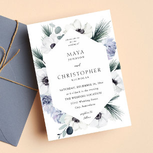 Invitation Mariage Floral blanc d'hiver de l'anémone