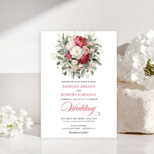Invitation Mariage Floral Blanc Doré Boho Intemporel
