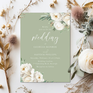 Invitation Mariage floral blanc et d'âge haut de gamme