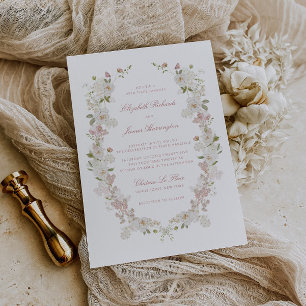Invitation Mariage floral blanc et doux romantique