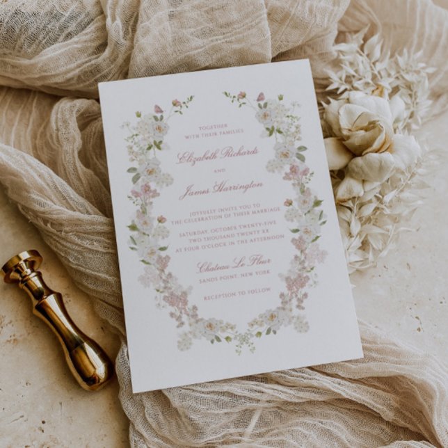 Invitation Mariage floral blanc et doux romantique (Créateur téléchargé)