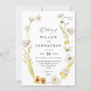 Invitation Mariage floral blanc et jaune 2