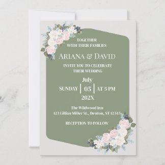 Invitation Mariage Floral Blanc Et Rose