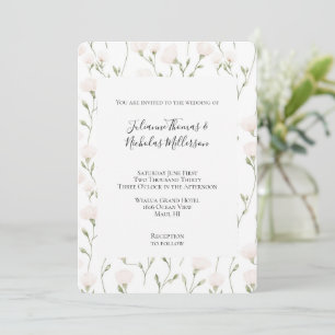 Invitation Mariage floral blanc rose pâle