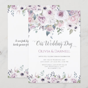 Invitation Mariage floral blanc violet doux