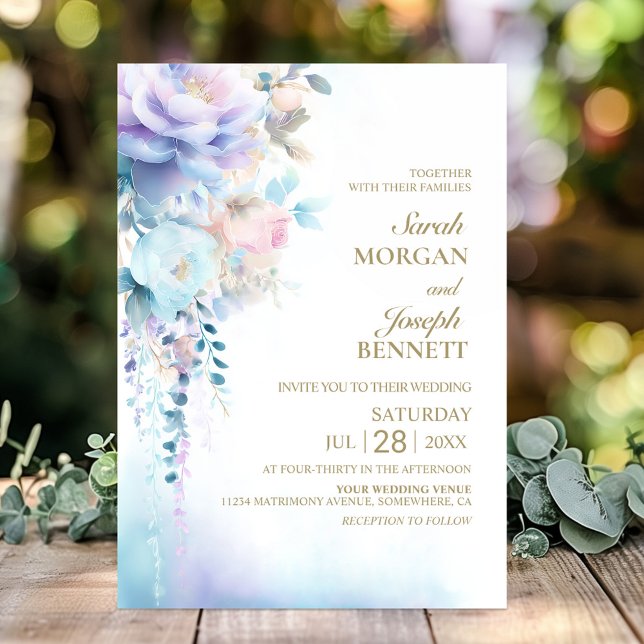 Invitation Mariage Floral Bleu (Créateur téléchargé)
