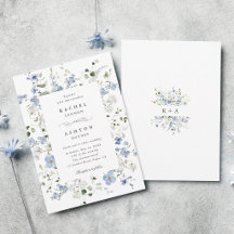 Mariage Floral Bleu Blanc Vert Élégant
