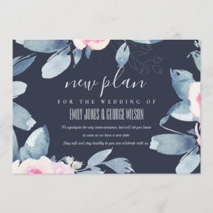 INVITATION MARIAGE FLORAL BLEU BLEU DE MARINE FRAME NOUVEAU P