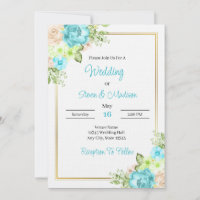 Mariage Floral Bleu Canard Élégant