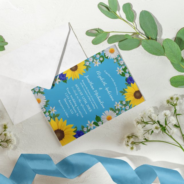 Invitation Mariage Floral bleu ciel d'été (Créateur téléchargé)