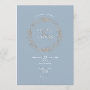 Invitation Mariage Floral bleu Dusty Halo Laurel Garland