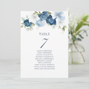 Invitation Mariage floral bleu Dusty Tableau Numéro 7 Siège