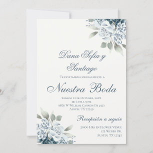 Invitation Mariage floral bleu espagnol