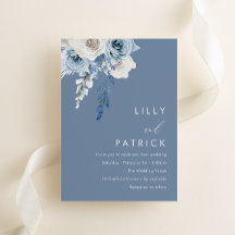 Mariage floral bleu et blanc moderne