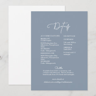 Invitation Mariage floral bleu et blanc moderne Détails
