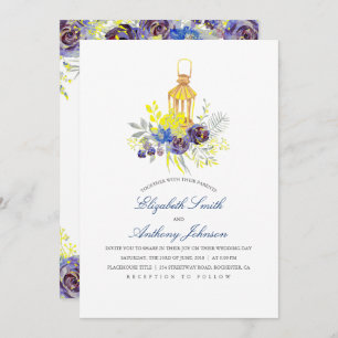 Invitation Mariage Floral bleu et jaune