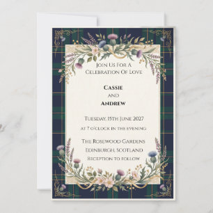 Invitation Mariage Floral Bleu Marine