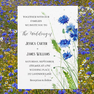 Invitation Mariage floral bleu marine