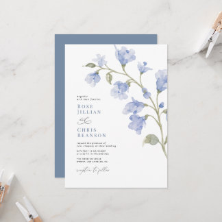 Invitation Mariage Floral Bleu Poudre Moderne