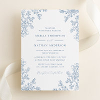Mariage Floral Bleu Poussiéreux Vintage
