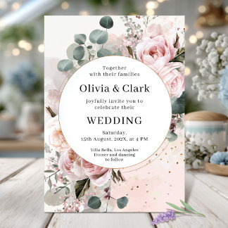 Invitation Mariage floral bleu romantique