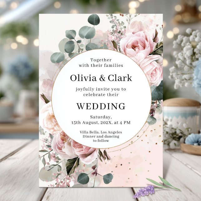 Invitation Mariage floral bleu romantique (Créateur téléchargé)