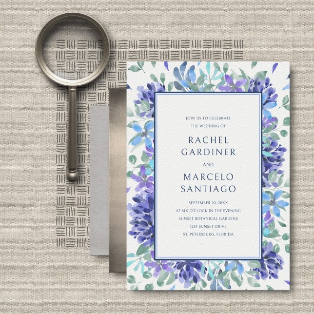 Invitation Mariage floral bleu tropical (Créateur téléchargé)