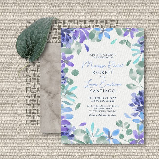Invitation Mariage floral bleu tropical (Créateur téléchargé)