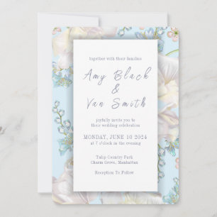 Invitation Mariage floral bleu Tulip