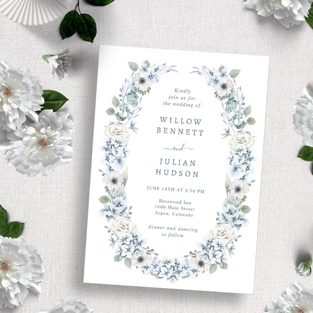 Invitation Mariage Floral Bleu Vintage (Créateur téléchargé)