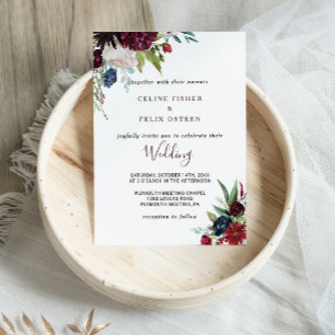 Invitation Mariage floral Blush de la marine bourguignonne mo