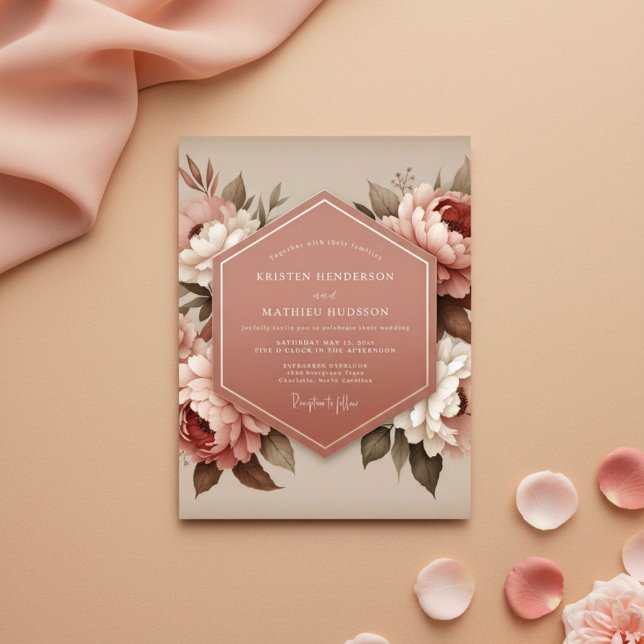 Invitation Mariage Floral Blush en Fleur (Créateur téléchargé)