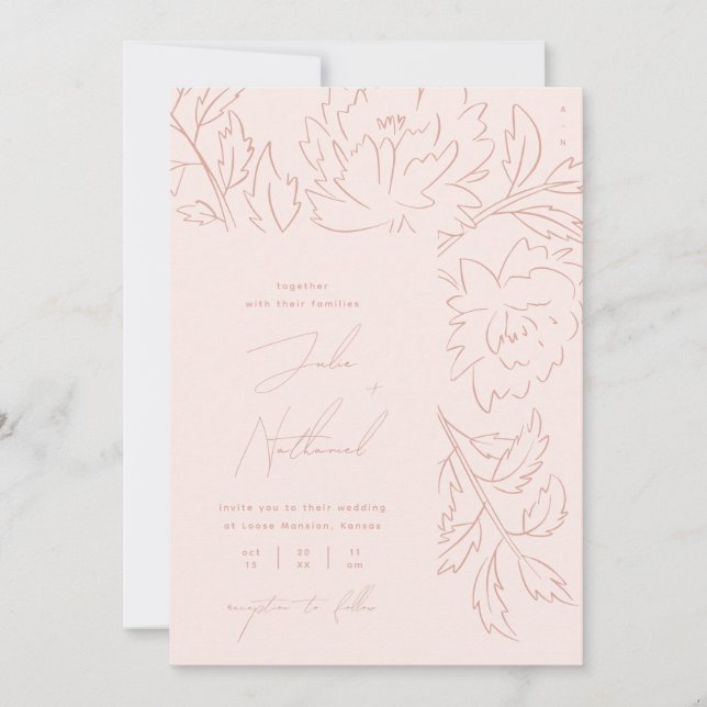 Invitation Mariage Floral Bohème à Lumière Atténuée (Devant)