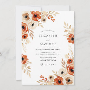 Invitation Mariage Floral Bohème Automnal en Terracotta