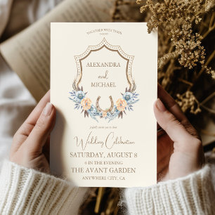 Invitation Mariage floral bohème de campagne occidental de Cr