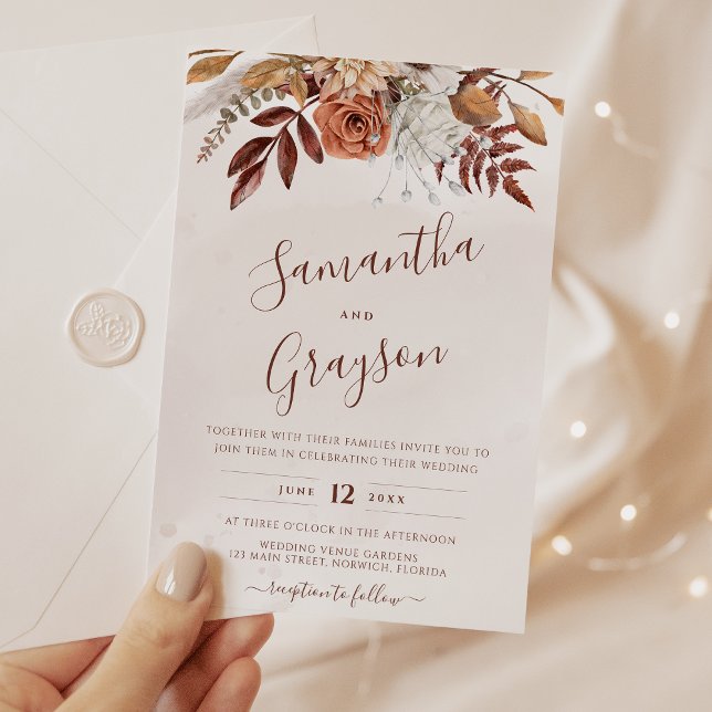 Invitation Mariage Floral Bohème Neutre Rustique (Créateur téléchargé)