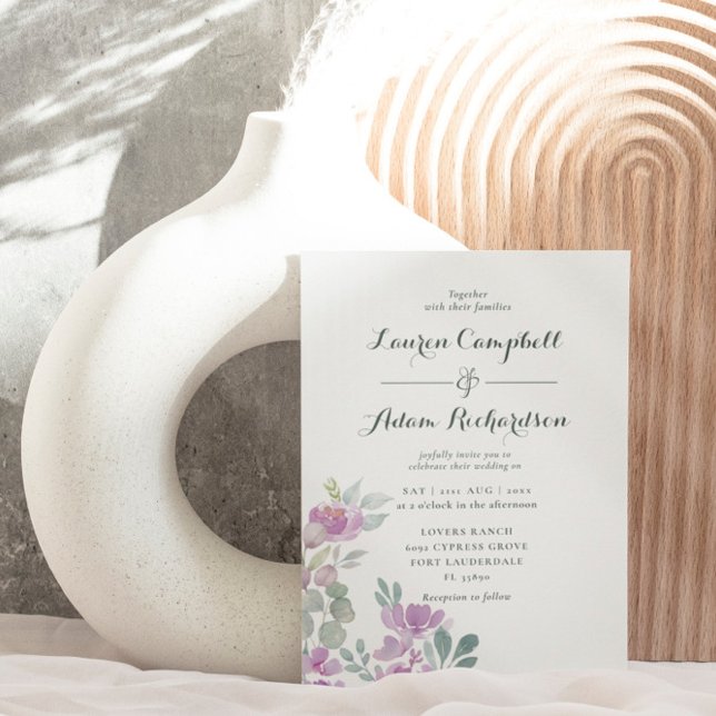 Invitation Mariage Floral Bohème Rose Eucalyptus (Créateur téléchargé)