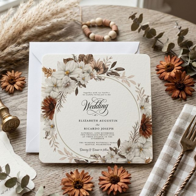 Invitation Mariage Floral Bohème Rustique (Créateur téléchargé)
