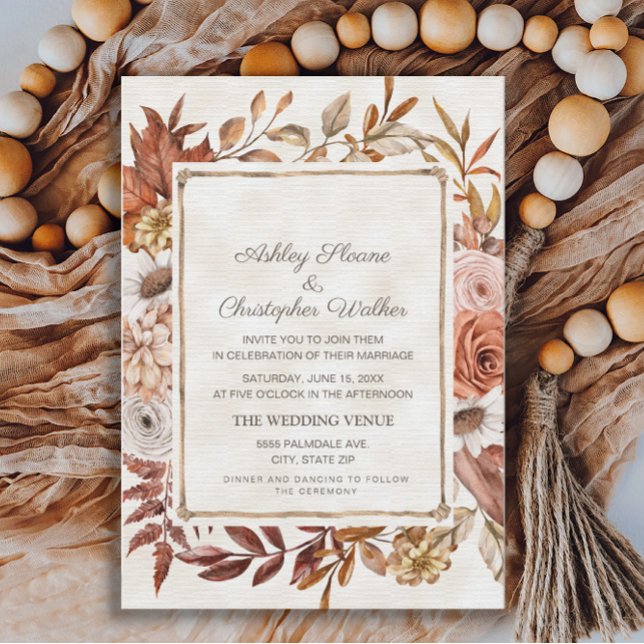 Invitation Mariage Floral Bohème Rustique d'Automne (Créateur téléchargé)