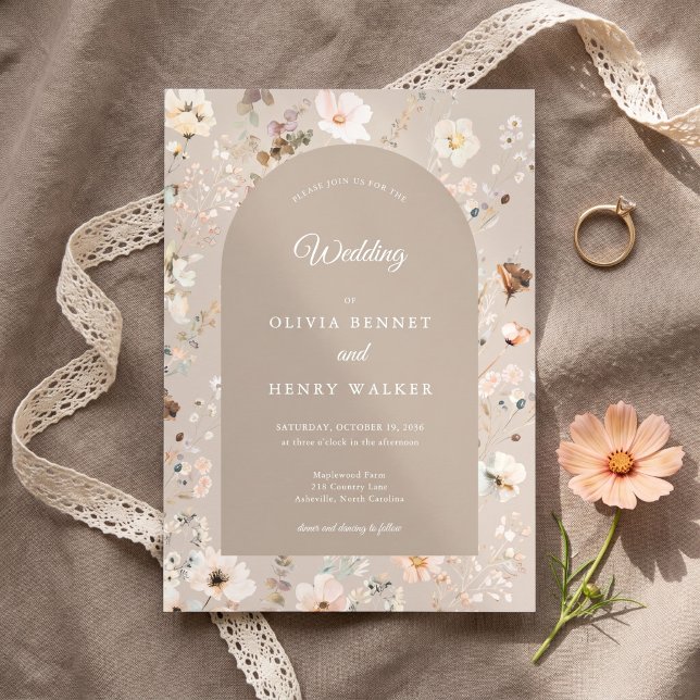 Invitation Mariage Floral Bohème Rustique Fleur de Saison d'A (Créateur téléchargé)