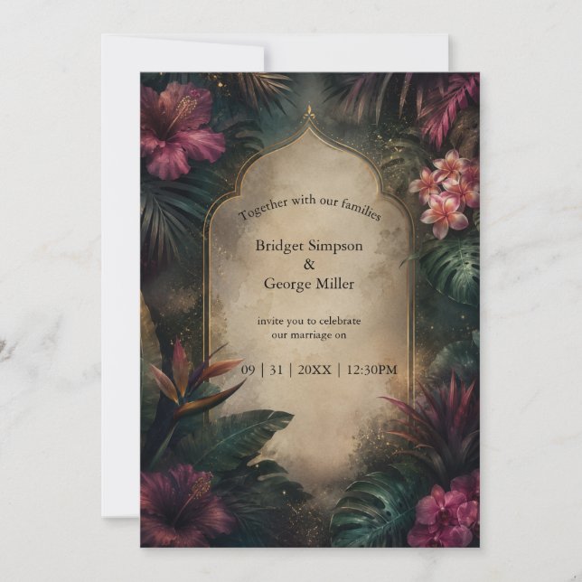 Invitation Mariage floral bohème tropical Hawaï  (Devant)