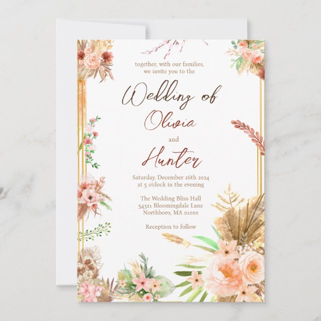 Invitation Mariage Floral Boho  (Devant)