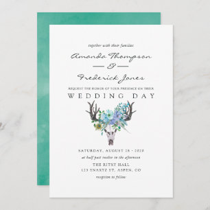 Invitation Mariage floral Boho à la menthe et à l'aquarelle b