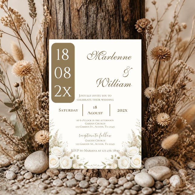 Invitation Mariage floral boho beige (Créateur téléchargé)