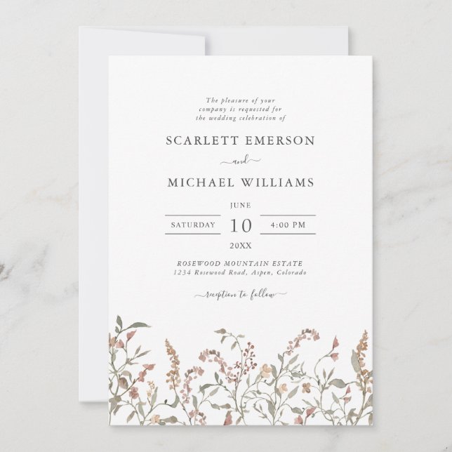 Invitation Mariage Floral Boho Chic (Devant)