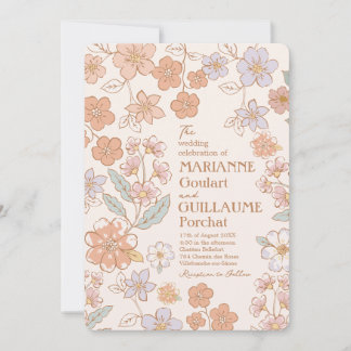 Invitation Mariage floral Boho couleur entièrement personnali