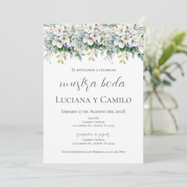 Invitation Mariage Floral Boho espagnol (Debout devant)