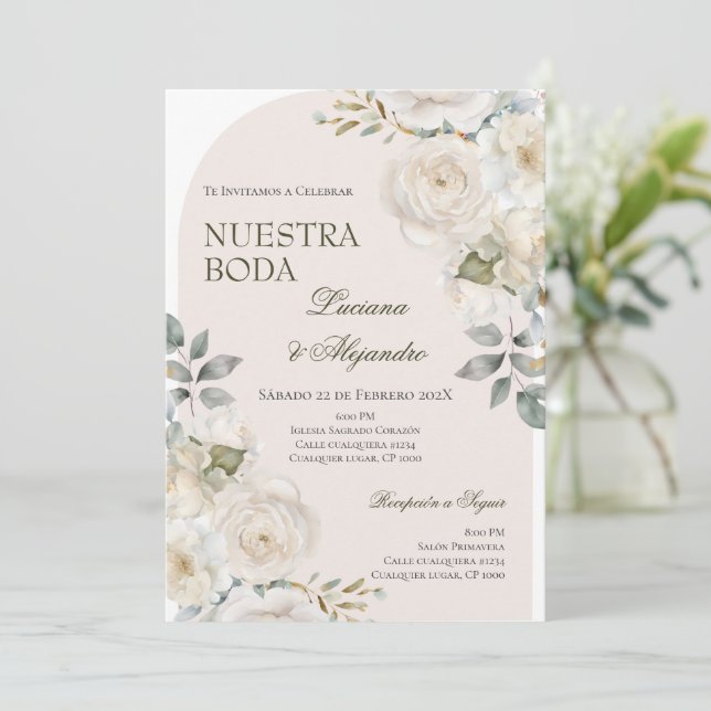 Invitation Mariage Floral Boho espagnol (Debout devant)